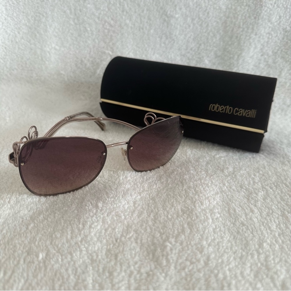 Roberto Cavalli Silver Frame Pink-Brown Gradient Lens Sunglasses